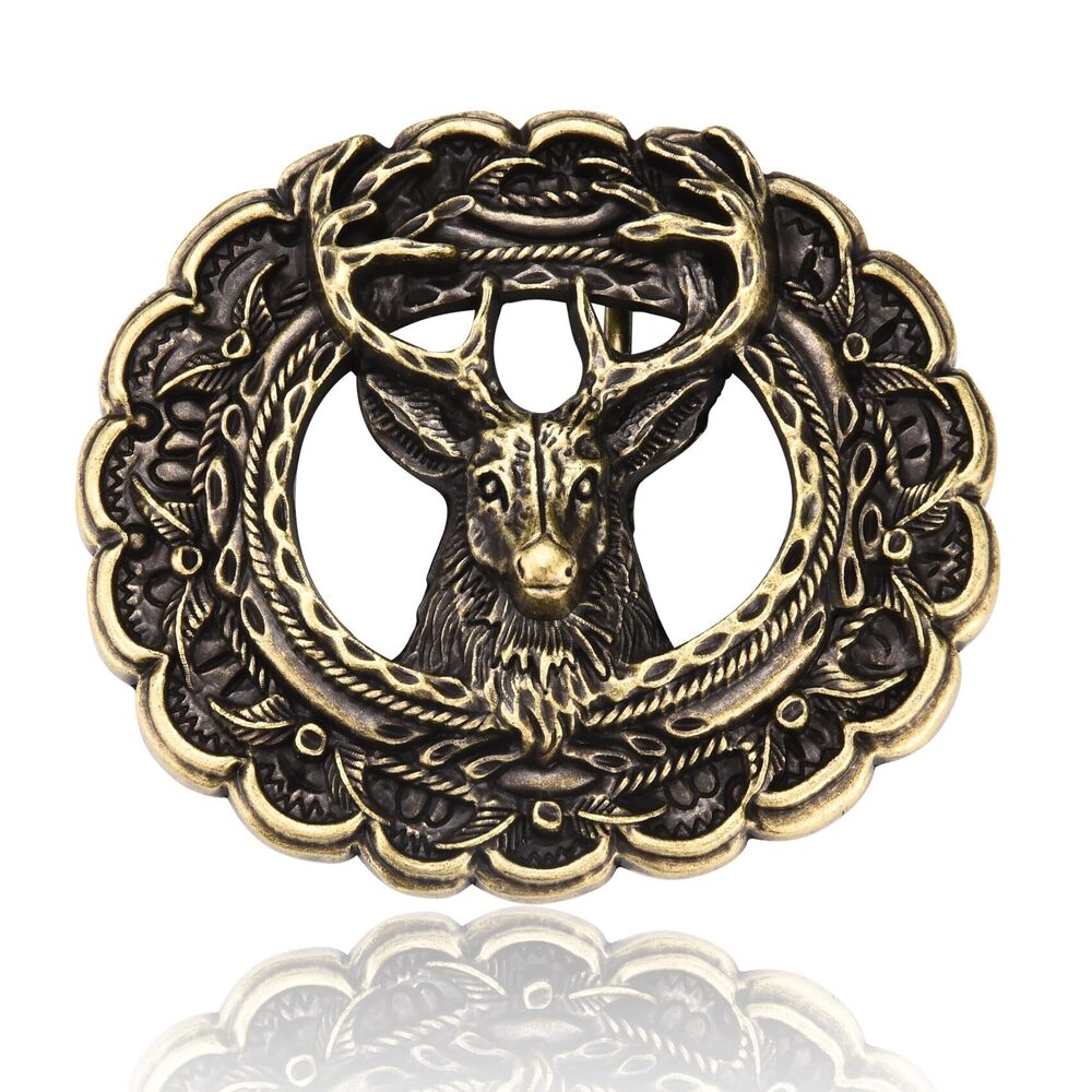 5024 Western Belt Buckle Elk Belt Buckle for Girls Rodeo Oval Animal Deer